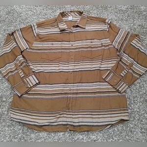 Hurley Men's Brown Striped Flannel Shirt XL